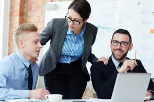 Employees at meeting